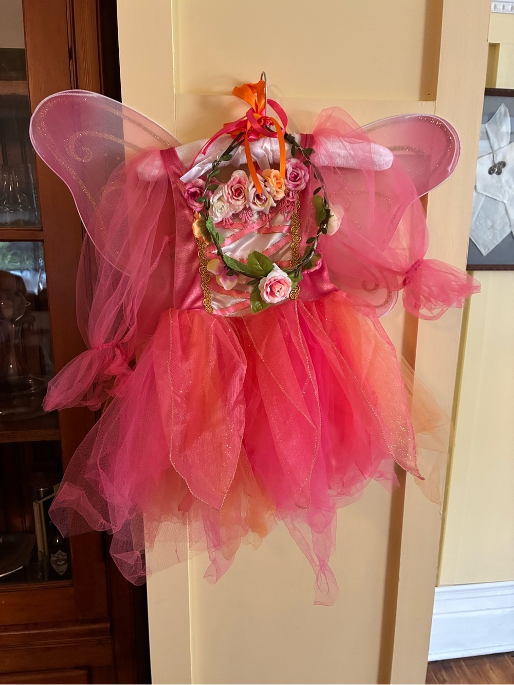 Girls Pink Fairy Tutu Costume with Floral Headpiece and Wings